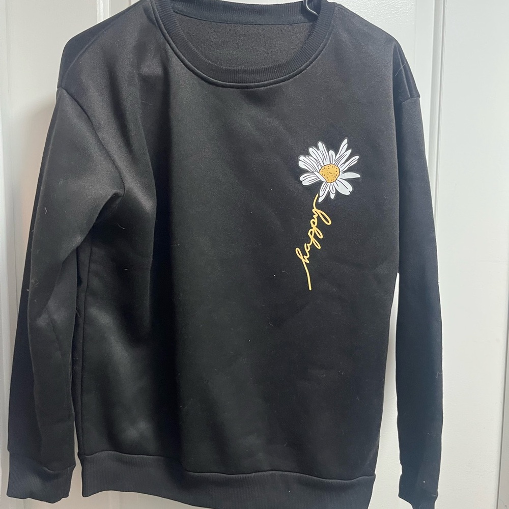 Black Sweater with Daisy Embroidery